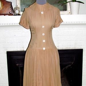 VINTAGE 1950's MISS CANE SHORT SLEEVE CASUAL DRESS